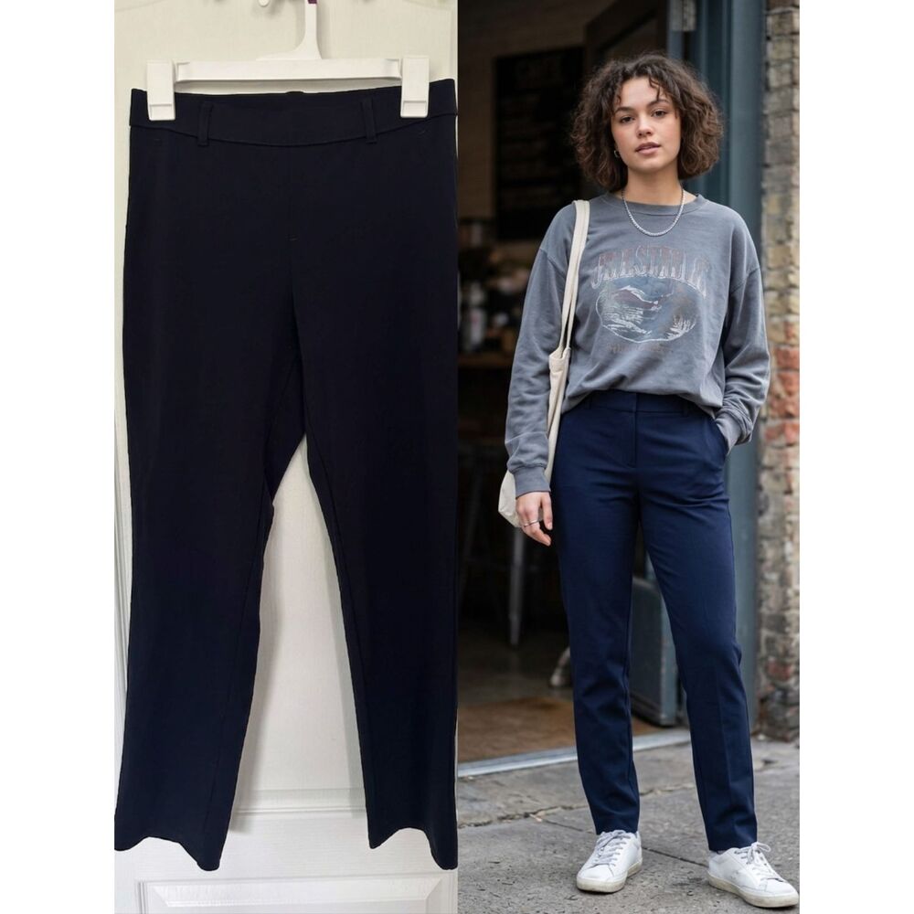HUE Ponte Knit Pull On Leggings in Dark Navy Size M Career Wear